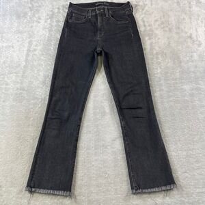 Veronica Beard Jeans Carly Kick Flare Womens 27 Black Raw Hem High Rise Washed